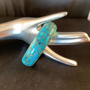 One of a kind inlaid turquoise bracelet